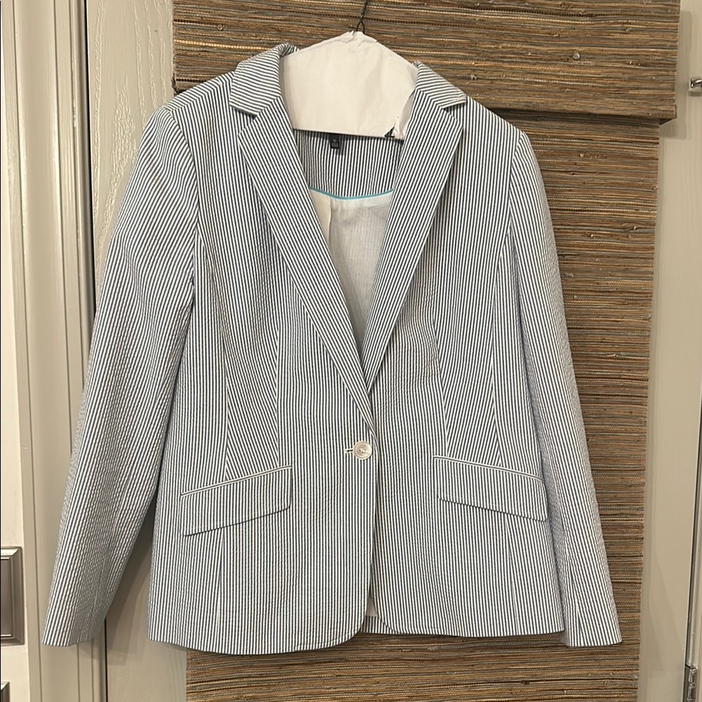 Talbots Blue and White Blazer with Structured Silhouette